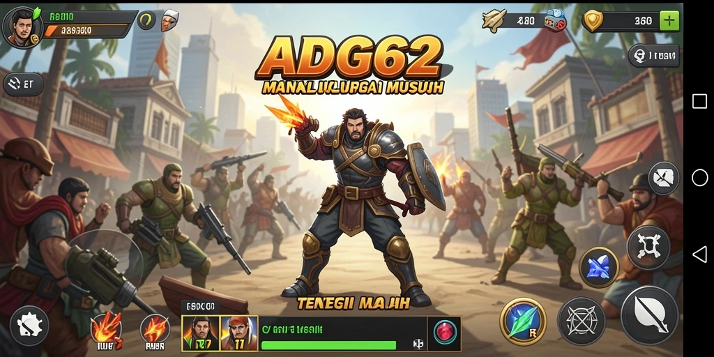 Tampilan gameplay menegangkan dalam game strategi ADG62.