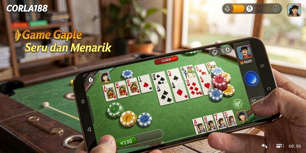 Tampilan gameplay seru CORLA188 dengan strategi Gaple menarik.
