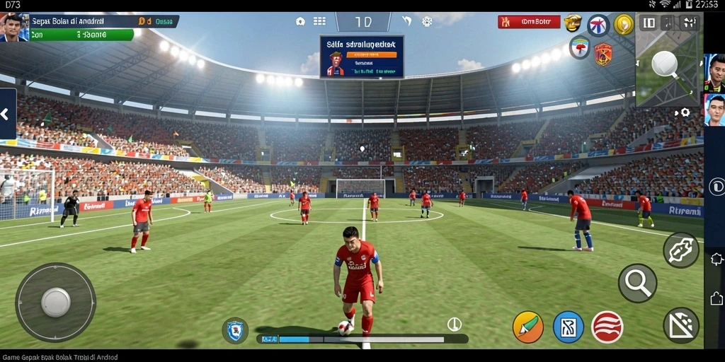 Tangkapan layar D73 menampilkan aksi seru di lapangan sepak bola.