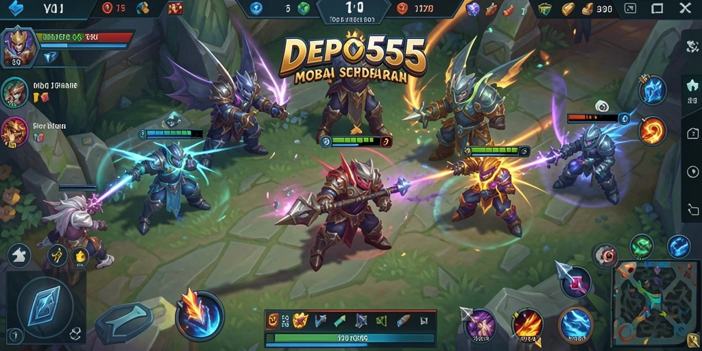 Tampilan gameplay menarik DEPO555 dengan aksi pertempuran tim yang seru.