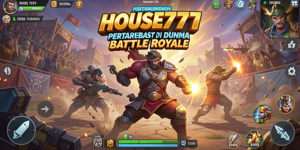 Tampilan seru dari gameplay Battle Royale HOUSE777.