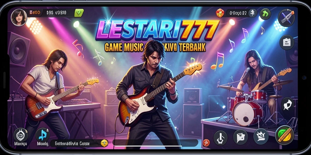 Tampilan gameplay seru dari aplikasi LESTARI777 dengan berbagai pilihan musik.