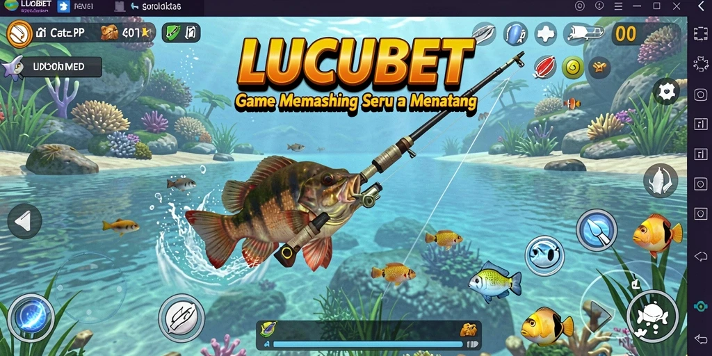 Gameplay LUCUBET menunjukkan aksi memancing yang seru.