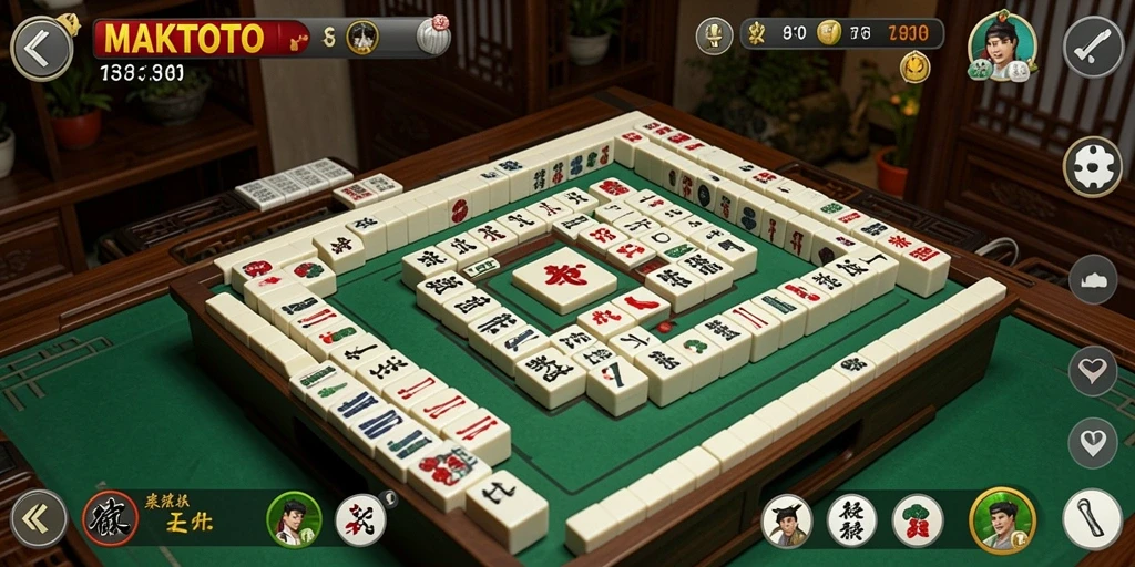 Tampilan gameplay seru di MAKTOTO dengan elemen Mahjong yang klasik.