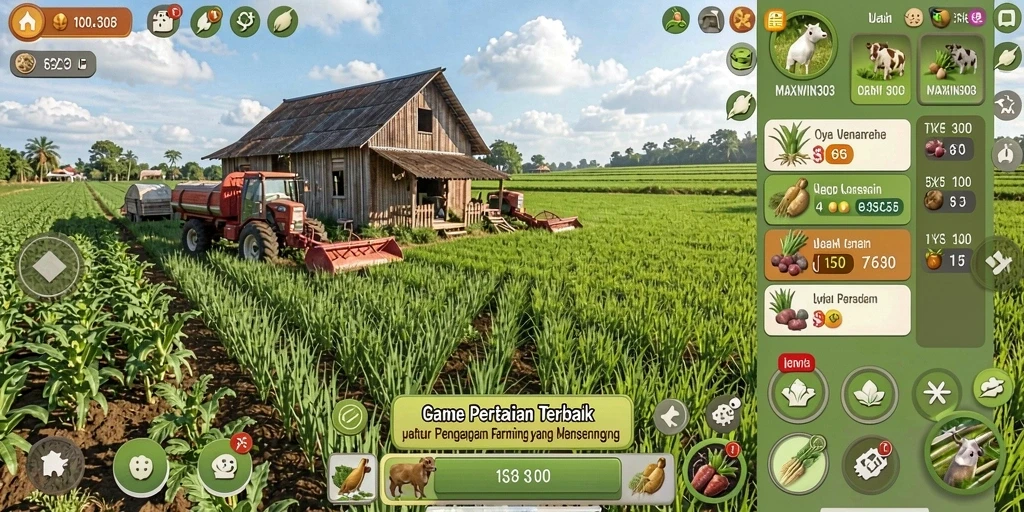Tampilan screenshot MAXWIN303 menampilkan menakjubkan pertanian virtual.