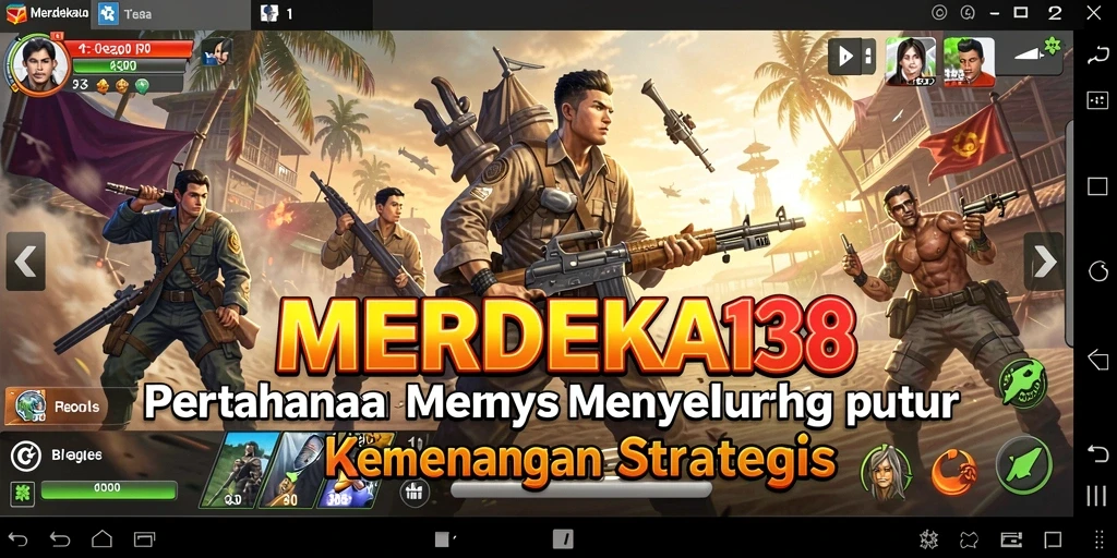 Screenshot gameplay MERDEKA138 menampilkan aksi seru Tower Defense.