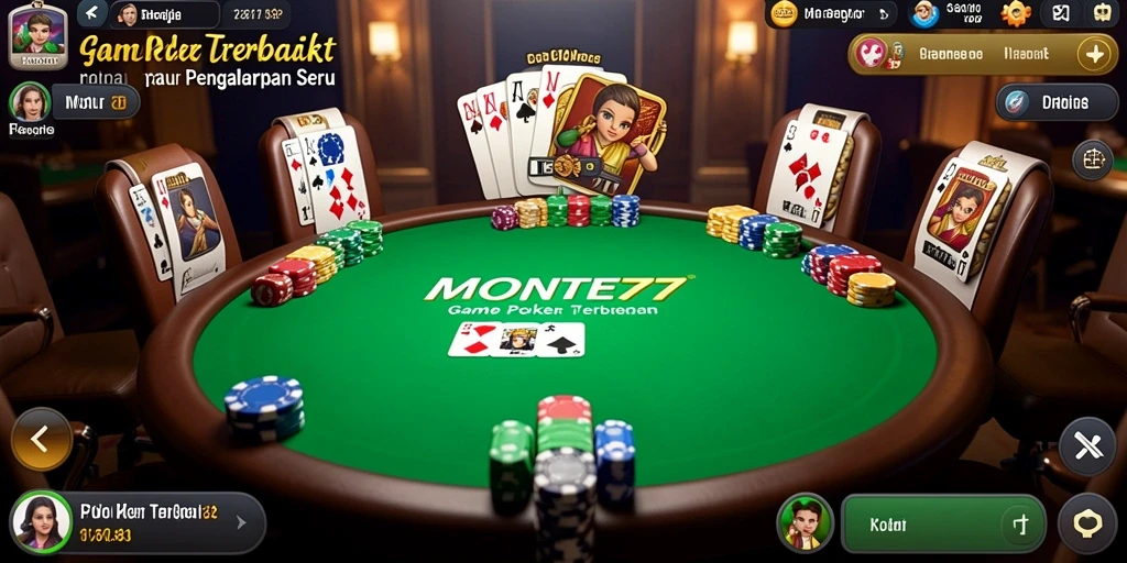 Tampilan gameplay poker yang seru dan menarik di MONTE77.