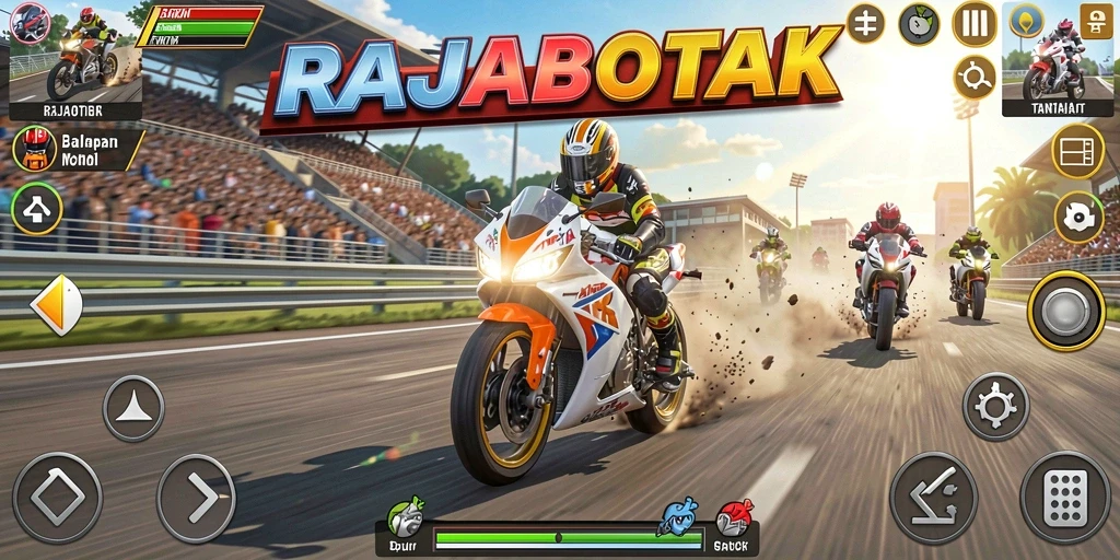 Gameplay seru di RAJABOTAK saat balapan motor.