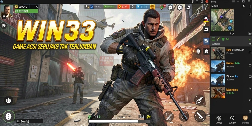 Tangkapan layar menunjukkan aksi mendebarkan dalam permainan WIN33.